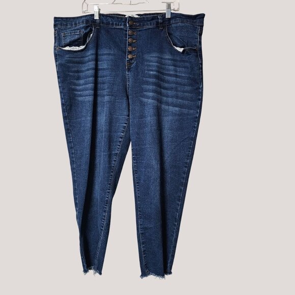 Honey & Bristle Denim - Honey & Bristle Womens  Denim Jeans With Frayed Hem & Button Fly Plus Size 24W